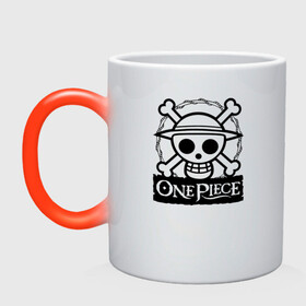 Кружка хамелеон с принтом Веселый Роджер One Piece. Большой куш в городе Новоалтайск, керамика | меняет цвет при нагревании, емкость 330 мл | Тематика изображения на принте: anime | manga | one piece | аниме | большой куш | ван пис | весёлый роджер | вон пис | король пиратов | логотип | манга | монки д. луффи | мугивары | перекрещённый костями | пират | пиратский флаг