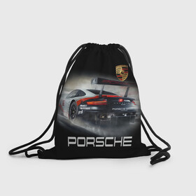 Рюкзак-мешок 3D с принтом PORSHE в городе Новоалтайск, 100% полиэстер | плотность ткани — 200 г/м2, размер — 35 х 45 см; лямки — толстые шнурки, застежка на шнуровке, без карманов и подкладки | Тематика изображения на принте: 911 | auto | car | cool | dark | logo | machine | porshe | ride | sportcar | автомобили | гонки | крутые | порше | ралли | спорткар | тачки
