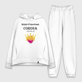 Женский костюм хлопок Oversize с принтом Fighting Corona в городе Новоалтайск,  |  | coronavirus | covid19 | virus | вакцина | вакцинация | вирус | грипп | заражение | здоровье | иммунитет | инфекция | карантин | корона | коронавирус | маска | пандемия | прививка | самоизоляция | спутник