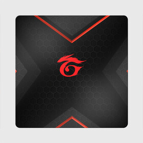 Магнит виниловый Квадрат с принтом Garena  | Гарена фри файр в городе Новоалтайск, полимерный материал с магнитным слоем | размер 9*9 см, закругленные углы | 3d | 3д | ff | free fire | garena | red line | гарена | геометрия | красные линии | паттерн | текстура | фри фаер | фф