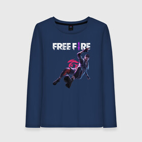 Женский лонгслив хлопок с принтом Фри фаер | Free fire в городе Новоалтайск, 100% хлопок |  | ff | free fire | freefire | garena | гарена | логотип | нож | персонаж | прыжок | фре фаер | фри фаер | фри файр | фрифаер | фрифайр | фф | человек