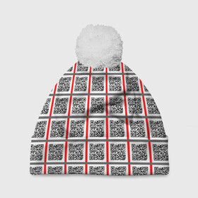 Шапка 3D c помпоном с принтом Почитай Игнатова QR в городе Новоалтайск, 100% полиэстер | универсальный размер, печать по всей поверхности изделия | code | qr | square | квадраты | клетка | код | узор