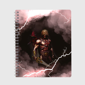 Тетрадь с принтом HE-MAN и ORKO | Masters of the Universe (Z) в городе Новоалтайск, 100% бумага | 48 листов, плотность листов — 60 г/м2, плотность картонной обложки — 250 г/м2. Листы скреплены сбоку удобной пружинной спиралью. Уголки страниц и обложки скругленные. Цвет линий — светло-серый
 | he man | masters of the universe | mult | orka | orko | she ra | властелины вселенной | мульт | мультфильм | орка | орко | хи ман | хи мен | хи мэн
