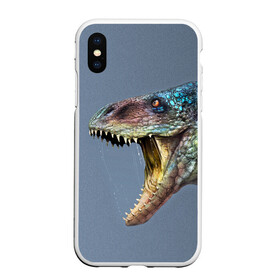Чехол для iPhone XS Max матовый с принтом Хищный динозавр | Dino (Z) в городе Новоалтайск, Силикон | Область печати: задняя сторона чехла, без боковых панелей | dino | dinosauria | дино | динозавр | парк юрского | хищный динозавр | чудовище | юрский период | ящер | ящерица