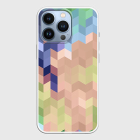 Чехол для iPhone 13 Pro с принтом Абстрактный  бежево синий узор в городе Новоалтайск,  |  | Тематика изображения на принте: абстрактный | бежевый | геометрические фигуры | молодежный | ромбы | современный