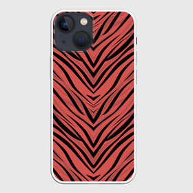 Чехол для iPhone 13 mini с принтом Полосатый тигровый узор в городе Новоалтайск,  |  | Тематика изображения на принте: абстрактный | коричневый | модный | оранжево коричневый | полосатый узор | терракотовый | тигровый | топовый