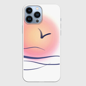 Чехол для iPhone 13 Pro Max с принтом Солнечный шар в городе Новоалтайск,  |  | Тематика изображения на принте: sea | sun | закат | море | небо | птицы | солнце | чайки