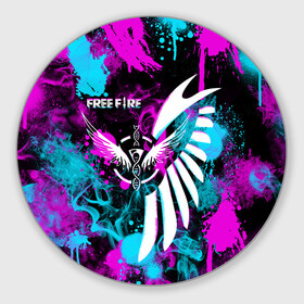 Коврик для мышки круглый с принтом FREE FIRE NEON в городе Новоалтайск, резина и полиэстер | круглая форма, изображение наносится на всю лицевую часть | Тематика изображения на принте: ff | free fire | game | gamer | games | garena | neon | pro gamer | брызги | гарена | гексагон | игра | кляксы | краски | неон | текстура | фри фаер | фф | цвета