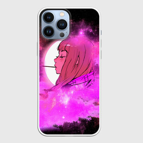 Чехол для iPhone 13 Pro Max с принтом Аниме Девушка | Розовый Космос в городе Новоалтайск,  |  | Тематика изображения на принте: anime | cloud | girl | japan | moon sky | pink | senpai | space | аниме | анимэ | девочка | девушка | космос | краска | кровь | луна | мульт | самурай | символ | тян | япония