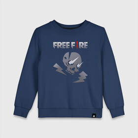 Детский свитшот хлопок с принтом Free Fire Itan в городе Новоалтайск, 100% хлопок | круглый вырез горловины, эластичные манжеты, пояс и воротник | ff | free fire | game | gamer | games | garena | pro gamer | гарена | гексагон | игра | итан | молнии | рога | текстура | фри фаер | фф | череп