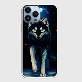 Чехол для iPhone 13 Pro Max с принтом КРАСИВЫЙ ВОЛК в городе Новоалтайск,  |  | волк | деревья | зверь | лес | листя | луна | снег | хищник
