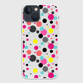 Чехол для iPhone 13 mini с принтом Горох разноцветный. в городе Новоалтайск,  |  | абстрактный | в горошек | горох | детский | клетчатый | разноцветный горох | современный | узор в клетку