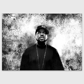 Поздравительная открытка с принтом Ice Cube | Айс Куб (Z) в городе Новоалтайск, 100% бумага | плотность бумаги 280 г/м2, матовая, на обратной стороне линовка и место для марки
 | ice cube | oshea jackson | rap | айс куб | айс кьюб | реп | репер | рэпер | хип хоп