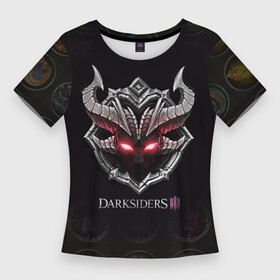 Женская футболка 3D Slim с принтом Руны  Darksiders 3 (Z) в городе Новоалтайск,  |  | azrael | darksiders | darksiders 2 | darksiders 3 | griever | silitha | tiamat | ulthane | vulgrim | wrath of war | всадник апокалипсиса | гнев войны | обугленный совет | руина | ультэйн | чёрный молот