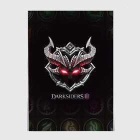 Постер с принтом Руны | Darksiders 3 (Z) в городе Новоалтайск, 100% бумага
 | бумага, плотность 150 мг. Матовая, но за счет высокого коэффициента гладкости имеет небольшой блеск и дает на свету блики, но в отличии от глянцевой бумаги не покрыта лаком | azrael | darksiders | darksiders 2 | darksiders 3 | griever | silitha | tiamat | ulthane | vulgrim | wrath of war | всадник апокалипсиса | гнев войны | обугленный совет | руина | ультэйн | чёрный молот