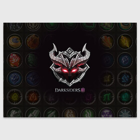 Поздравительная открытка с принтом Руны | Darksiders 3 (Z) в городе Новоалтайск, 100% бумага | плотность бумаги 280 г/м2, матовая, на обратной стороне линовка и место для марки
 | azrael | darksiders | darksiders 2 | darksiders 3 | griever | silitha | tiamat | ulthane | vulgrim | wrath of war | всадник апокалипсиса | гнев войны | обугленный совет | руина | ультэйн | чёрный молот