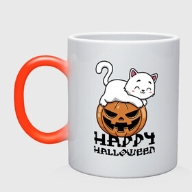 Кружка хамелеон с принтом Kitten & Pumpkin в городе Новоалтайск, керамика | меняет цвет при нагревании, емкость 330 мл | cat | ears | eyes | halloween | holiday | jaw | kitten | moustache | nose | paws | pumpkin | smile | tail | teeth | глаза | зубы | кот | котёнок | кошка | лапы | нос | праздник | тыква | улыбка | усы | уши | хвост | хэллоуин