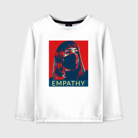 Детский лонгслив хлопок с принтом Empathy в городе Новоалтайск, 100% хлопок | круглый вырез горловины, полуприлегающий силуэт, длина до линии бедер | coronavirus | covid19 | virus | вакцина | вакцинация | вирус | грипп | заражение | здоровье | иммунитет | инфекция | карантин | корона | коронавирус | маска | пандемия | прививка | самоизоляция | спутник
