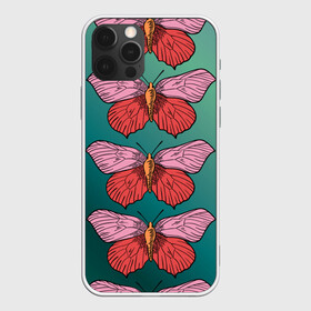 Чехол для iPhone 12 Pro Max с принтом Зеленый принт с бабочками :) в городе Новоалтайск, Силикон |  | Тематика изображения на принте: бабочки | градиент | графический | грустный | зеленый | меланхолия | насекомые | ретро | розовый | странный