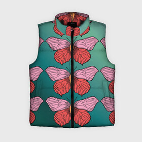 Женский жилет утепленный 3D Зеленый принт с бабочками :): в городе Новоалтайск,  |  | бабочки | градиент | графический | грустный | зеленый | меланхолия | насекомые | ретро | розовый | странный