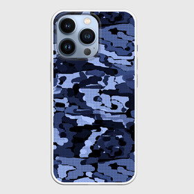 Чехол для iPhone 13 Pro с принтом Синий камуфляж в клетку в городе Новоалтайск,  |  | Тематика изображения на принте: для мальчиков | камуфляж | клетка | клетчатый узор | мужской | популярный | синий | современный | спортивный
