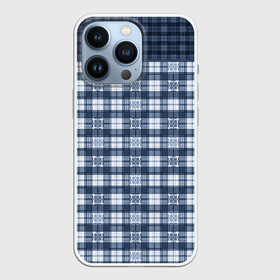 Чехол для iPhone 13 Pro с принтом Синий узор в клетку в городе Новоалтайск,  |  | белый и синий | клетка | клетчатый узор | мальчиковый | молодежный | мужской | синий | современный | шотландка