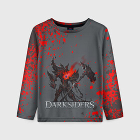 Детский лонгслив 3D с принтом Darksiders | Гнев Войны (Z) в городе Новоалтайск, 100% полиэстер | длинные рукава, круглый вырез горловины, полуприлегающий силуэт
 | azrael | darksiders | darksiders 2 | darksiders 3 | griever | silitha | tiamat | ulthane | vulgrim | wrath of war | всадник апокалипсиса | гнев войны | обугленный совет | руина | ультэйн | чёрный молот