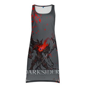 Платье-майка 3D с принтом Darksiders | Гнев Войны (Z) в городе Новоалтайск, 100% полиэстер | полуприлегающий силуэт, широкие бретели, круглый вырез горловины, удлиненный подол сзади. | azrael | darksiders | darksiders 2 | darksiders 3 | griever | silitha | tiamat | ulthane | vulgrim | wrath of war | всадник апокалипсиса | гнев войны | обугленный совет | руина | ультэйн | чёрный молот