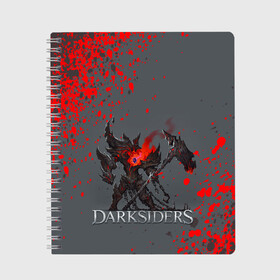 Тетрадь с принтом Darksiders | Гнев Войны (Z) в городе Новоалтайск, 100% бумага | 48 листов, плотность листов — 60 г/м2, плотность картонной обложки — 250 г/м2. Листы скреплены сбоку удобной пружинной спиралью. Уголки страниц и обложки скругленные. Цвет линий — светло-серый
 | azrael | darksiders | darksiders 2 | darksiders 3 | griever | silitha | tiamat | ulthane | vulgrim | wrath of war | всадник апокалипсиса | гнев войны | обугленный совет | руина | ультэйн | чёрный молот