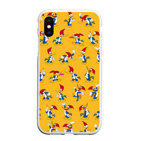 Чехол для iPhone XS Max матовый с принтом Такой разный Дятел Вуди в городе Новоалтайск, Силикон | Область печати: задняя сторона чехла, без боковых панелей | animals | cartoon | character | head | laughter | pattern | woody woodpecker | дятел вуди | животные | мультики | паттерн | персонаж | смех | узор