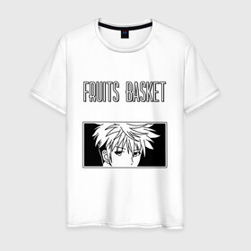 Мужская футболка хлопок с принтом FRUITS BASKET / ХАЦУХАРУ СОМА в городе Новоалтайск, 100% хлопок | прямой крой, круглый вырез горловины, длина до линии бедер, слегка спущенное плечо. | anime | black haru | fruits basket | white haru | аниме | корзинка фруктов | хацухару сома | чёрный хару.