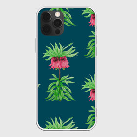 Чехол для iPhone 12 Pro Max с принтом Цветы рябчика на темном фоне в городе Новоалтайск, Силикон |  | 8 марта | flowers | march 8 | spring | ботаническая иллюстрация | весна | день рождения | зеленый | красный | лето | листья | любовь | праздник | принт | природа | растения | розовый | рябчик | цветы