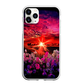 Чехол для iPhone 11 Pro Max матовый с принтом МАЛИНОВЫЙ ЗАКАТ в городе Новоалтайск, Силикон |  | деревья | лес | луг | лучи | небо | облака | пейзаж | поле | природа | рисунок | солнце | цветы