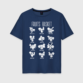 Женская футболка хлопок Oversize с принтом FRUITS BASKET / ВСЕ ЗНАКИ в городе Новоалтайск, 100% хлопок | свободный крой, круглый ворот, спущенный рукав, длина до линии бедер
 | anime | fruits basket | акито сома | аниме | ариса уотани | аямэ сома | кагура сома | кё сома | киса сома | корзинка фруктов | момидзи сома | оками сома. | рицу сома | саки ханадзима | сигурэ сома | тору хонда