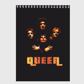 Скетчбук с принтом Queen в городе Новоалтайск, 100% бумага
 | 48 листов, плотность листов — 100 г/м2, плотность картонной обложки — 250 г/м2. Листы скреплены сверху удобной пружинной спиралью | Тематика изображения на принте: freddie mercury | queen | полигональная | рок | рок группа | рок музыка | фредди меркьюри