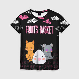 Женская футболка 3D с принтом FRUITS BASKET / ГЛАВНЫЕ ГЕРОИ в городе Новоалтайск, 100% полиэфир ( синтетическое хлопкоподобное полотно) | прямой крой, круглый вырез горловины, длина до линии бедер | anime | fruits basket | kyokyo | kyonkichi | kyonkyon | lucky kyou. | prince yuki | tooru honda | аниме | кё сома | корзинка фруктов | тору хонда | юки сома