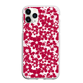 Чехол для iPhone 11 Pro матовый с принтом Бело-красный цветочный  в городе Новоалтайск, Силикон |  | детский | для девочек | красные цветы | красный и белый | летний | малышам | цветочный узор