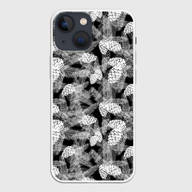 Чехол для iPhone 13 mini с принтом Черно белый узор шишки в городе Новоалтайск,  |  | елка | кедровый | лесной | модный | природа | тайга | черно белый | шишки