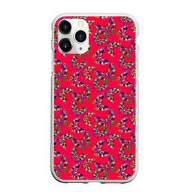 Чехол для iPhone 11 Pro Max матовый с принтом Бабочки на красном в городе Новоалтайск, Силикон |  | веселый узор | весенний | детский | для девочек | красный | летний | лето | малышам | разноцветный узор