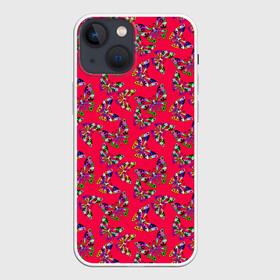 Чехол для iPhone 13 mini с принтом Бабочки на красном в городе Новоалтайск,  |  | веселый узор | весенний | детский | для девочек | красный | летний | лето | малышам | разноцветный узор