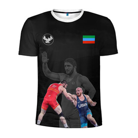 Мужская футболка 3D спортивная с принтом Dagestan wrestling team в городе Новоалтайск, 100% полиэстер с улучшенными характеристиками | приталенный силуэт, круглая горловина, широкие плечи, сужается к линии бедра | abdulrashid | dagestan | freestyle | sadulaev | team | wrestling | абдулрашид | борьба | вольная | дагестан | кавказ | республика | садулаев | сборная | федерация | хасавюрт