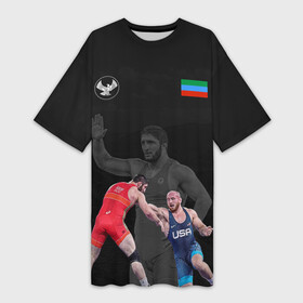 Платье-футболка 3D с принтом Dagestan wrestling team в городе Новоалтайск,  |  | abdulrashid | dagestan | freestyle | sadulaev | team | wrestling | абдулрашид | борьба | вольная | дагестан | кавказ | республика | садулаев | сборная | федерация | хасавюрт