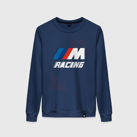 Женский свитшот хлопок с принтом BMW - Pro Racing в городе Новоалтайск, 100% хлопок | прямой крой, круглый вырез, на манжетах и по низу широкая трикотажная резинка  | auto | b m w | bmv | bmw | logo | m power | moto | performance | power | pro | racing | series | sport | авто | б м в | бмв | лого | логотип | марка | мото | перфоманс | символ | спорт