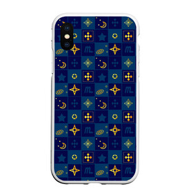 Чехол для iPhone XS Max матовый с принтом Синий клетчатый узор-плед в городе Новоалтайск, Силикон | Область печати: задняя сторона чехла, без боковых панелей | Тематика изображения на принте: детский | звезды | космический | луна | ночь | пижамный | синий | синий и желтый
