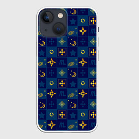 Чехол для iPhone 13 mini с принтом Синий клетчатый узор плед в городе Новоалтайск,  |  | Тематика изображения на принте: детский | звезды | космический | луна | ночь | пижамный | синий | синий и желтый