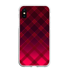 Чехол для iPhone XS Max матовый с принтом Геометрический абстрактный узо в городе Новоалтайск, Силикон | Область печати: задняя сторона чехла, без боковых панелей | абстрактный | геометрический | градиентный | клетчатый | красный | красный в клетку | плед | темный красный