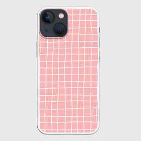 Чехол для iPhone 13 mini с принтом Клетка волнистая в городе Новоалтайск,  |  | cell | check | geometry | girl | plaid | school | геометрия | девочкам | детям | квадраты | клетка | клеточка | клетчатый | линии | пастельный | полосы | розовая клетка | розовый | текстура | узор в клетку | школа