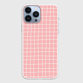 Чехол для iPhone 13 Pro Max с принтом Клетка волнистая в городе Новоалтайск,  |  | Тематика изображения на принте: cell | check | geometry | girl | plaid | school | геометрия | девочкам | детям | квадраты | клетка | клеточка | клетчатый | линии | пастельный | полосы | розовая клетка | розовый | текстура | узор в клетку | школа