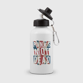 Бутылка спортивная с принтом Punks not dead в городе Новоалтайск, металл | емкость — 500 мл, в комплекте две пластиковые крышки и карабин для крепления | Тематика изображения на принте: alternative | music | punk | punks not dead | rock | альтернатива | музыка | панк | панки не умерают | панкс нот дэд | рок