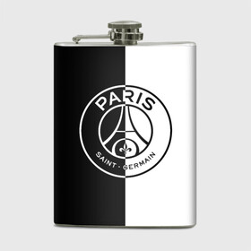 Фляга с принтом ФК ПСЖ / PSG BLACK & WHITE в городе Новоалтайск, металлический корпус | емкость 0,22 л, размер 125 х 94 мм. Виниловая наклейка запечатывается полностью | Тематика изображения на принте: paris saint germain | psg | saint | sport | париж | псг | спорт | футбол